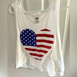 PINK American flag top NWOT